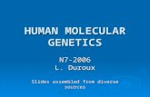 HUMAN MOLECULAR GENETICS N7-2006 L. Duroux Slides assembled from diverse sources.