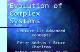 Evolution of Complex Systems Lecture 11: Advanced concepts Peter Andras / Bruce Charlton peter.andras@ncl.ac.ukbruce.charlton@ncl.ac.uk.