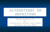 ALTERATIONS IN NUTRITION Study Guide # 15 By Professors Dillon and Hidle Updated Spring 2010.
