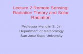Lecture 2 Remote Sensing: Radiation Theory and Solar Radiation Professor Menglin S. Jin Department of Meteorology San Jose State University.