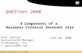 QUESTnet Toowoomba, June 28, 2000 QUESTnet 2000 Carl Jackson Australia/NZ Manager F5 Networks, Inc c.jackson@f5.com June 28, 2000 4 Components of a Business.