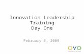Innovation Leadership Training Day One February 5, 2009.