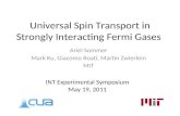 Universal Spin Transport in Strongly Interacting Fermi Gases Ariel Sommer Mark Ku, Giacomo Roati, Martin Zwierlein MIT INT Experimental Symposium May 19,