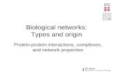 Biological networks: Types and origin Protein-protein interactions, complexes, and network properties.