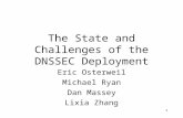 1 The State and Challenges of the DNSSEC Deployment Eric Osterweil Michael Ryan Dan Massey Lixia Zhang.