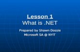 Lesson 1 What is.NET Prepared by Shawn Dossie Microsoft SA @ NYIT.