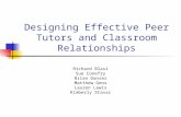 Designing Effective Peer Tutors and Classroom Relationships Richard Blasi Sue Conefry Brian Danser Matthew Gens Lauren Lewis Kimberly Stavac.