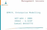 1 BPM/R, Enterprise Modelling W37-W44 / 2006 ENSGI - G-SCOP Samuel BASSETTO Management lessons.