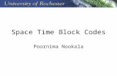Space Time Block Codes Poornima Nookala. Outline Motivation Revisit MRRC Two transmit and one Receiver scheme Two Transmit and Two receiver scheme Performance.