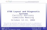 Richard M. Bionta XTOD Layout and Diagnostic Systemsbionta1@llnl.gov October 12-13, 2004 UCRL-PRES-XXXXX XTOD Layout and Diagnostic Systems Facility Advisory.