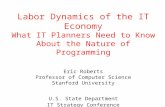Labor Dynamics of the IT Economy What IT Planners Need to Know About the Nature of Programming Eric Roberts Professor of Computer Science Stanford University.