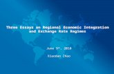 Three Essays on Regional Economic Integration and Exchange Rate Regimes June 9 th, 2010 Xiaodan Zhao.