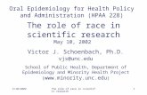5/10/2002The role of race in scientific research1 May 10, 2002 Victor J. Schoenbach, Ph.D. vjs@unc.edu School of Public Health, Department of Epidemiology.