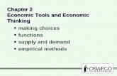 Chapter 2 Economic Tools and Economic Thinking making choices functions supply and demand empirical methods making choices functions supply and demand.