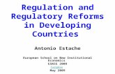Regulation and Regulatory Reforms in Developing Countries Antonio Estache European School on New Institutional Economics ESNIE 2009 Cargèse May 2009.