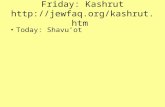 Friday: Kashrut  Today: Shavu’ot.