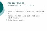EGR 2201 Unit 10 Second-Order Circuits  Read Alexander & Sadiku, Chapter 8.  Homework #10 and Lab #10 due next week.  Quiz next week.