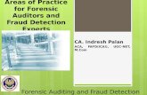 CA. Indresh Palan ACA, FAFD(ICAI), UGC-NET, M.Com Forensic Auditing and Fraud Detection Areas of Practice for Forensic Auditors and Fraud Detection Experts.