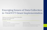 Emerging Issues of Data Collection in TAACCCT Grant Implementation Presenters: Pradeep Kotamraju Bureau Chief, Career & Technical Education Division of.