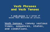 Verb Phrases and Verb Tenses A verb phrase is a group of words that describe an action. Verb tenses convey various times, sequences, states, and conditions.