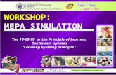 WORKSHOP: MEPA SIMULATION The 10-20-70 or the Principle of Learning Continuum upholds ‘Learning by doing principle.’