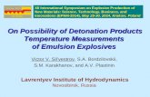 On Possibility of Detonation Products Temperature Measurements of Emulsion Explosives Victor V. Sil’vestrov, S.A. Bordzilovskii, S.M. Karakhanov, and A.V.
