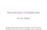 Nutritional Imbalances Dr Viv Rolfe Alternative formats and large print versions of these handouts are available upon request.
