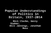 Popular Understandings of Politics in Britain, 1937-2014 Nick Clarke, Gerry Stoker, Will Jennings, Jonathan Moss.