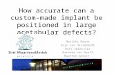 How accurate can a custom-made implant be positioned in large acetabular defects? Marieke Baauw Gijs van Hellemondt Bart Swierstra Miranda van Hooff Maarten.