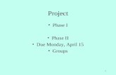 Project Phase I Phase II Due Monday, April 15 Groups 1.