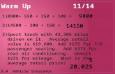 9.4 Vehicle Insurance 1)8900+ 550 + 250 + 100 = 2)14500 – 200 + 150 = 3)Sport truck with 42,306 miles driven on it. Average retail value is $19,600. Add.