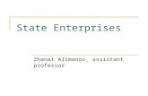 State Enterprises Zhanat Alimanov, assistant professor.
