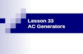 Lesson 33 AC Generators. Learning Objectives Understand the operation of a single phase two pole AC generator. Describe the operation of a simple AC generator.