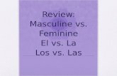 Review: Masculine vs. Feminine El vs. La Los vs. Las.