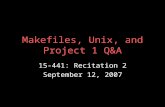 Makefiles, Unix, and Project 1 Q&A 15-441: Recitation 2 September 12, 2007.