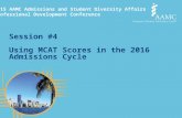 2015 AAMC Admissions and Student Diversity Affairs Professional Development Conference Session #4 Using MCAT Scores in the 2016 Admissions Cycle.
