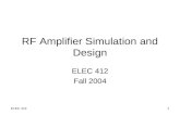 ELEC 4121 RF Amplifier Simulation and Design ELEC 412 Fall 2004.