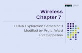 1 Wireless Chapter 7 CCNA Exploration Semester 3 Modified by Profs. Ward and Cappellino.
