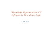 Knowledge Representation IV Inference in First-Order Logic CSE 473.