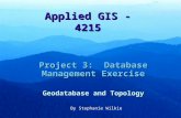 Applied GIS - 4215 Project 3: Database Management Exercise Geodatabase and Topology By Stephanie Wilkie.