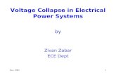 Nov. 20031 Voltage Collapse in Electrical Power Systems by Zivan Zabar ECE Dept.
