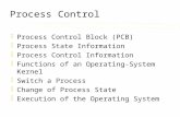 Process Control zProcess Control Block (PCB) zProcess State Information zProcess Control Information zFunctions of an Operating-System Kernel zSwitch a.