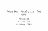 Fourier Analysis for GPS ASEN5190 P. Axelrad October 2003.
