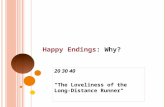 Happy Endings: Why? 20 30 40 "The Loveliness of the Long- Distance Runner"