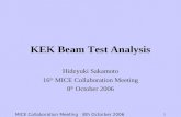 MICE Collaboration Meeting 8th Octorber 2006 1 KEK Beam Test Analysis Hideyuki Sakamoto 16 th MICE Collaboration Meeting 8 th October 2006.