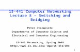 1 Peter Steenkiste Departments of Computer Science and Electrical and Computer Engineering 15-441 Networking, Spring 2008 dga/15-441/S08.