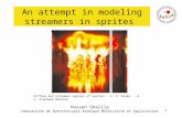 1 An attempt in modeling streamers in sprites Hassen Ghalila Laboratoire de Spectroscopie Atomique Moléculaire et Applications Diffuse and streamer regions.
