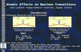 Atomic Effects on Nuclear Transitions The following processes will be discussed: Ante Ljubi č i ć, Rudjer Bo š kovi ć Institute, Zagreb, Croatia Why these.