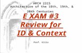 ARCH 2315 Architecture of the 18th, 19th, & 20th Centuries Prof. Ellis E XAM #3 Review for ID & Context.