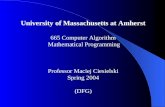 University of Massachusetts at Amherst 665 Computer Algorithm Mathematical Programming Professor Maciej Ciesielski Spring 2004 (DFG)